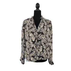 Anthropologie Pilcro Black And White  Floral Top Size M